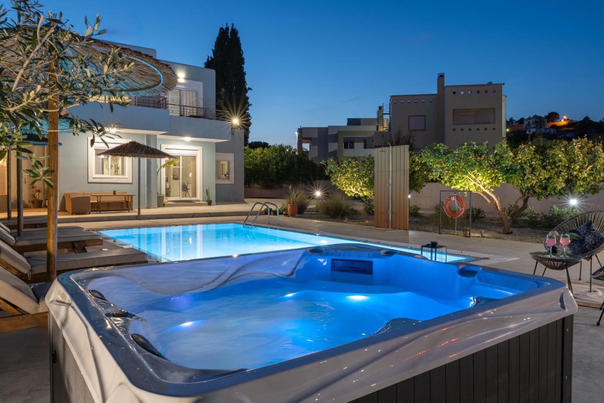 Ethria Pool Villa With Heated Jacuzzi Afantou Ngoại thất bức ảnh